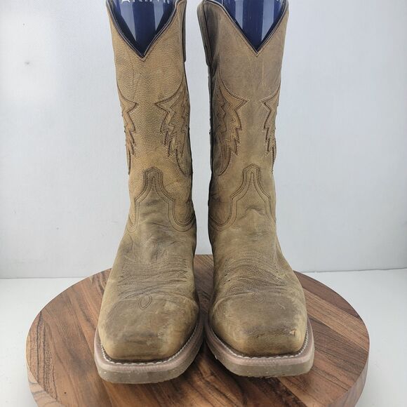 Laredo Mens Size 10 Nico Taupe Brown Square Toe Western Work Boots 68398 - Picture 2 of 10